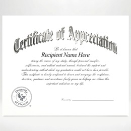 Certificate of Appreciation